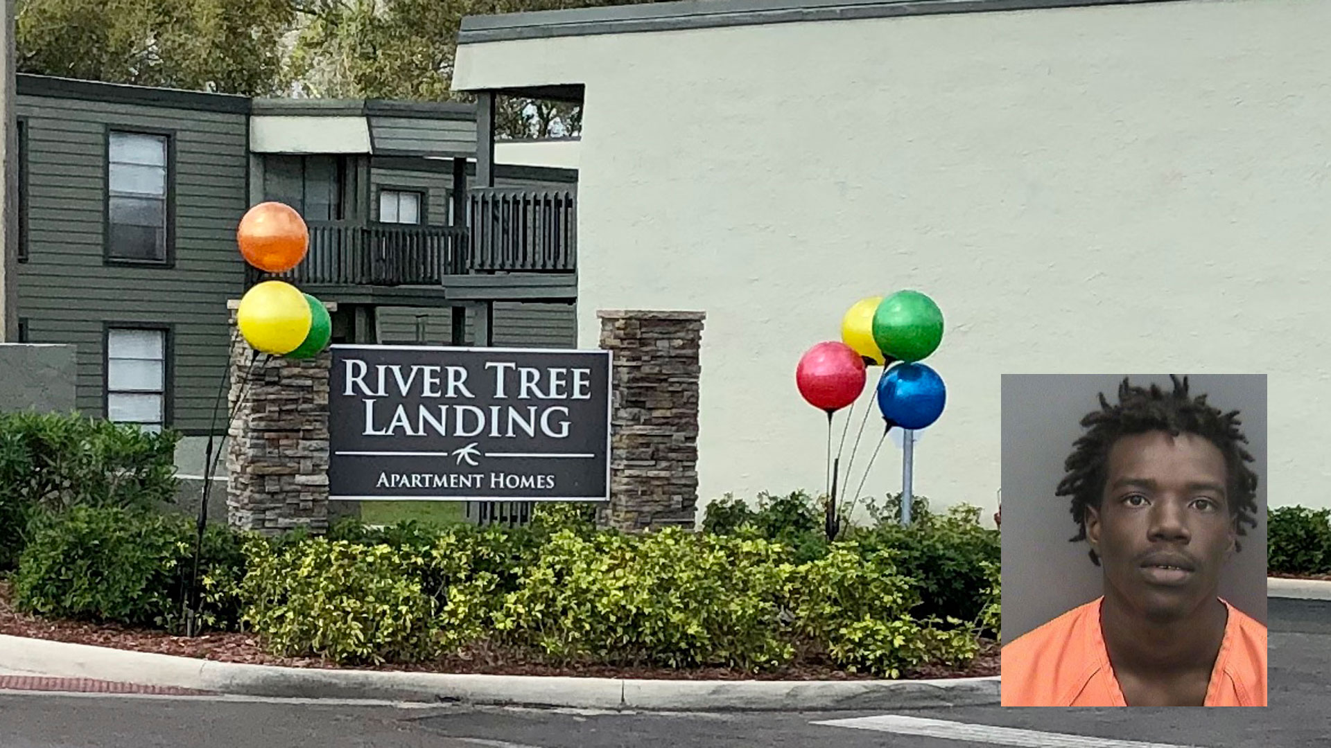 Main photo: Exterior of River Tree Landing in Hillsborough County, where the incident reportedly occurred; Inset: Christopher Reddick, 19, was arrested Wednesday for aggravated child abuse with great bodily harm and other charges.